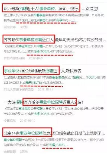 2018年国考职位要求托福雅思成绩超400个! 2018年国考职位要求托福雅思成绩超400个!