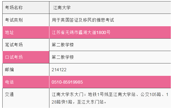 雅思新增考点-江南大学