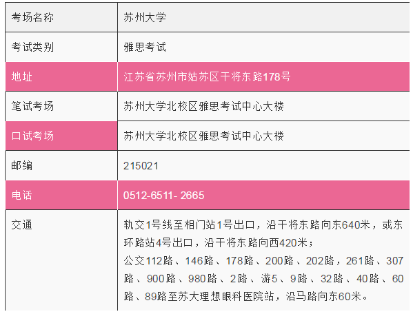 雅思新增考点-苏州大学